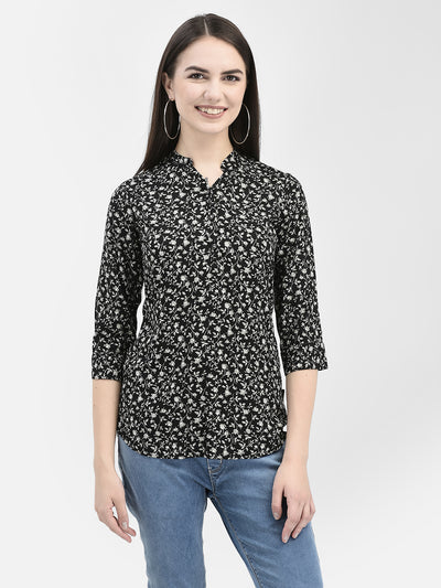 Floral Black Top