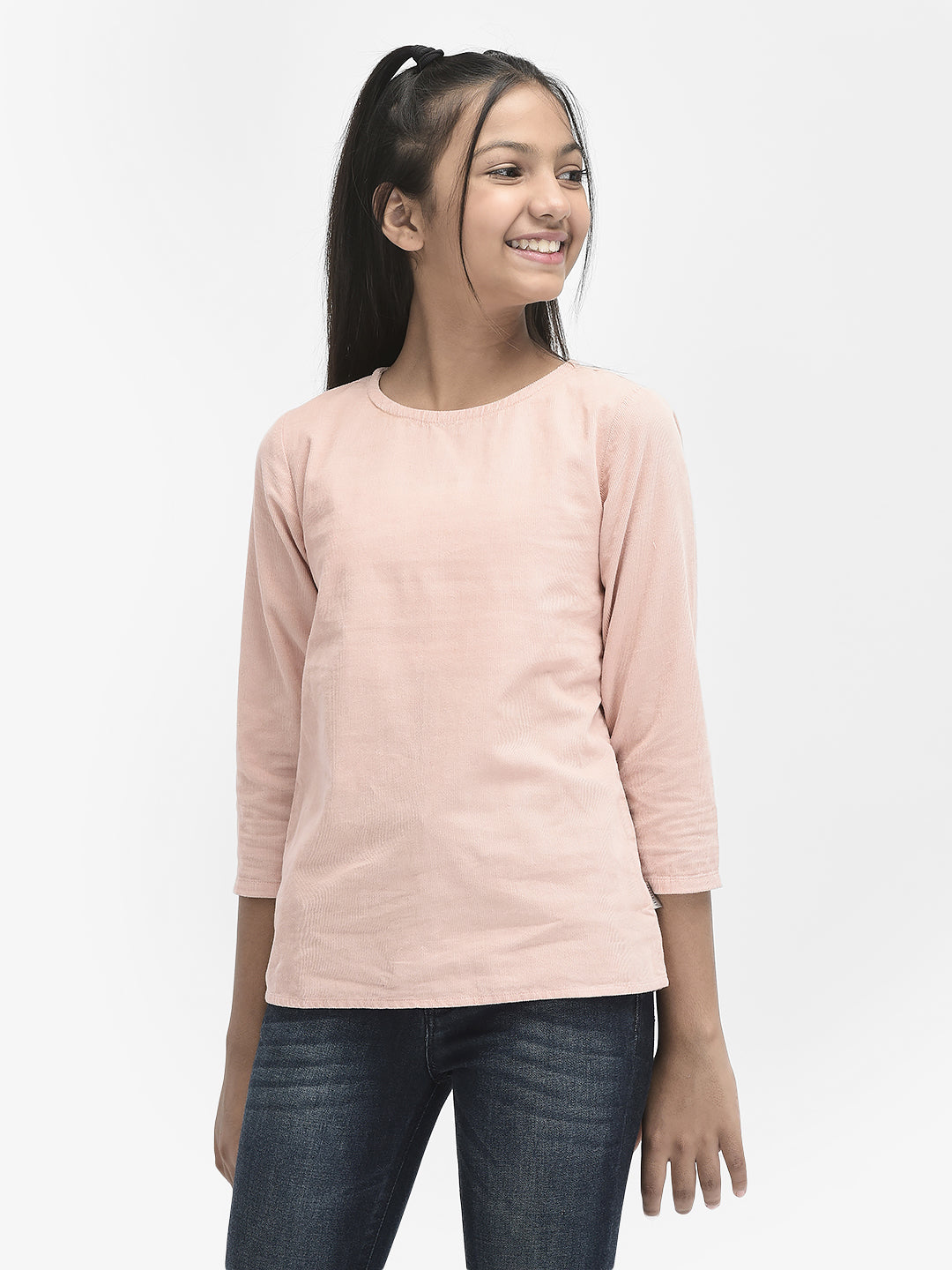  Peach Round Neck Top