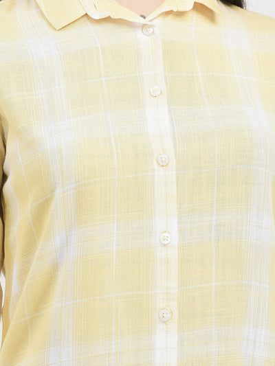 Yellow Windowpane Checked Longline Shirt