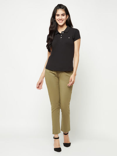  Olive Slim Cotton Trousers