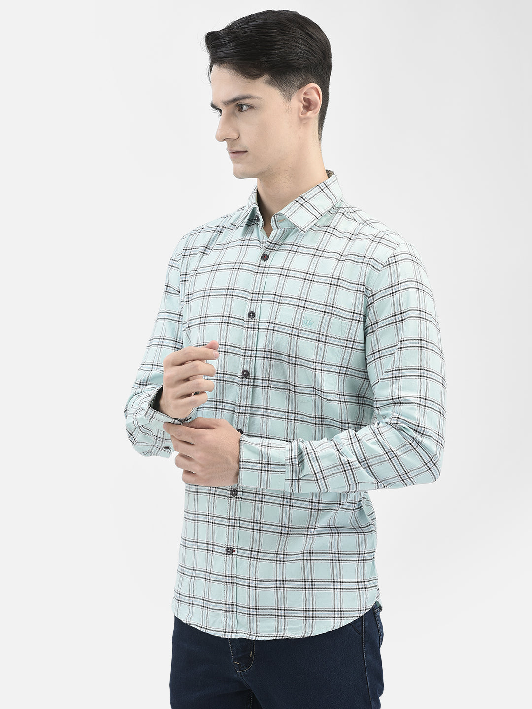 Mint-Green Checked Shirt