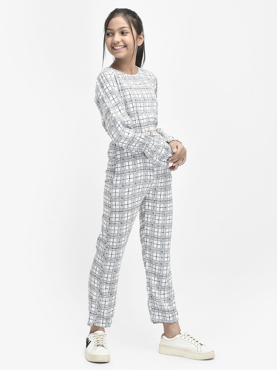  White Checked Jumpsuit