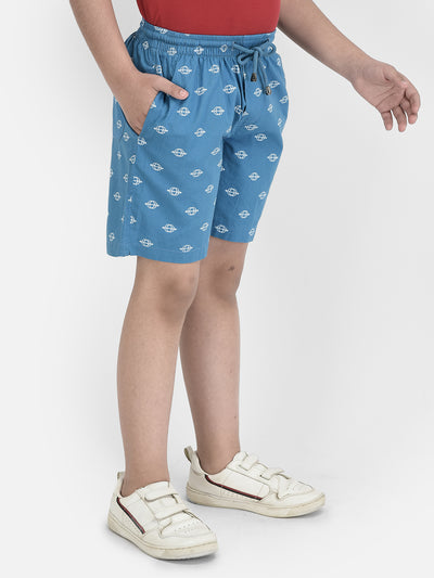 Blue Printed Lounge Shorts