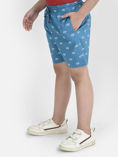 Blue Printed Lounge Shorts