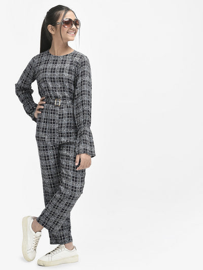  Black Checked Jumpsuit