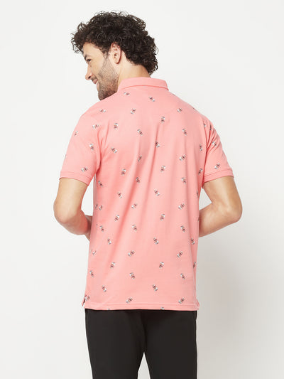 Pink Printed Polo T-Shirt
