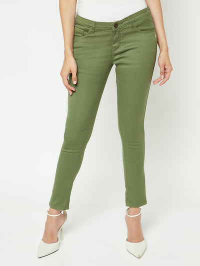  Olive Skinny Ankle Length Jeans