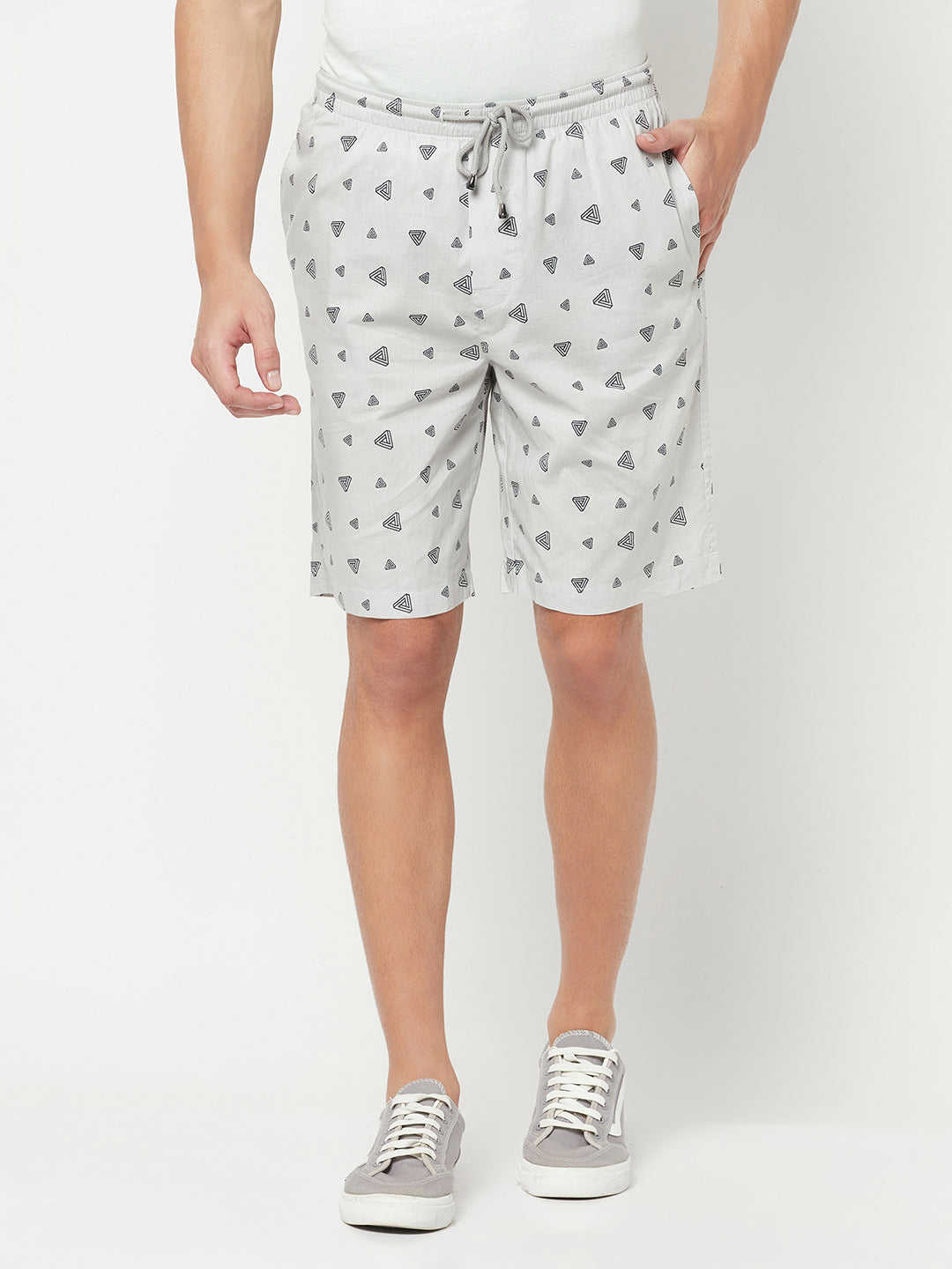 Grey Geometric Print Lounge Shorts