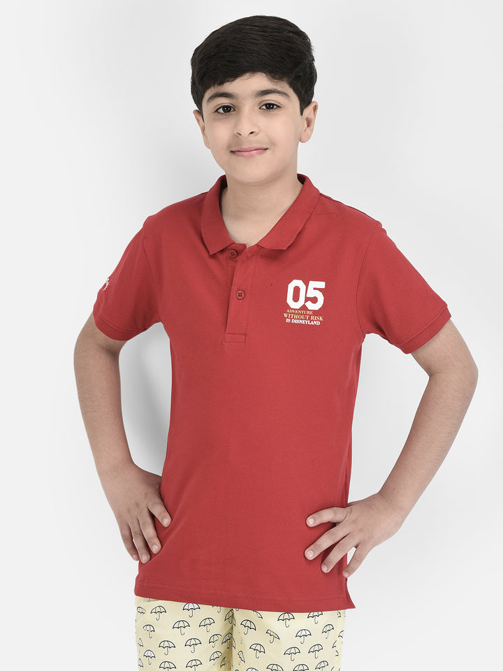  Red Polo Neck T-shirt