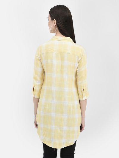 Yellow Windowpane Checked Longline Shirt