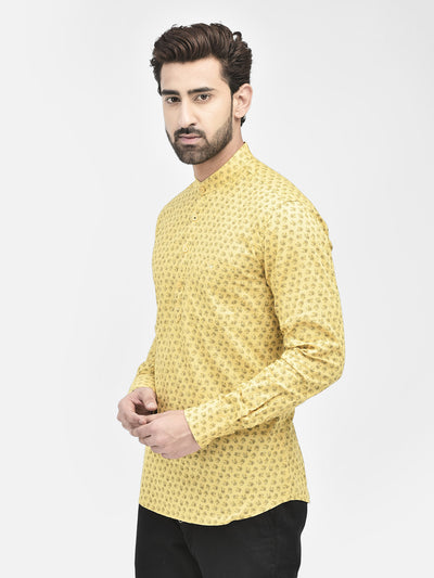 Yellow Printed Kurta.