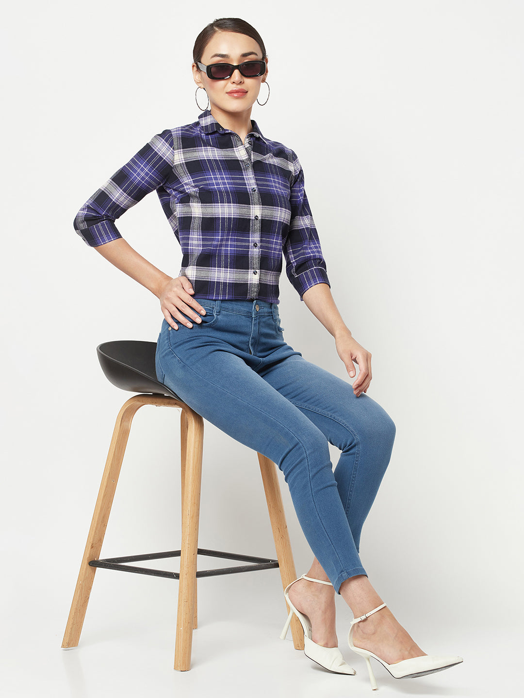  Purple Checked Casual Shirt