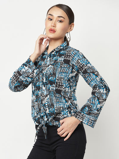 Navy Blue Shirt With knot detail