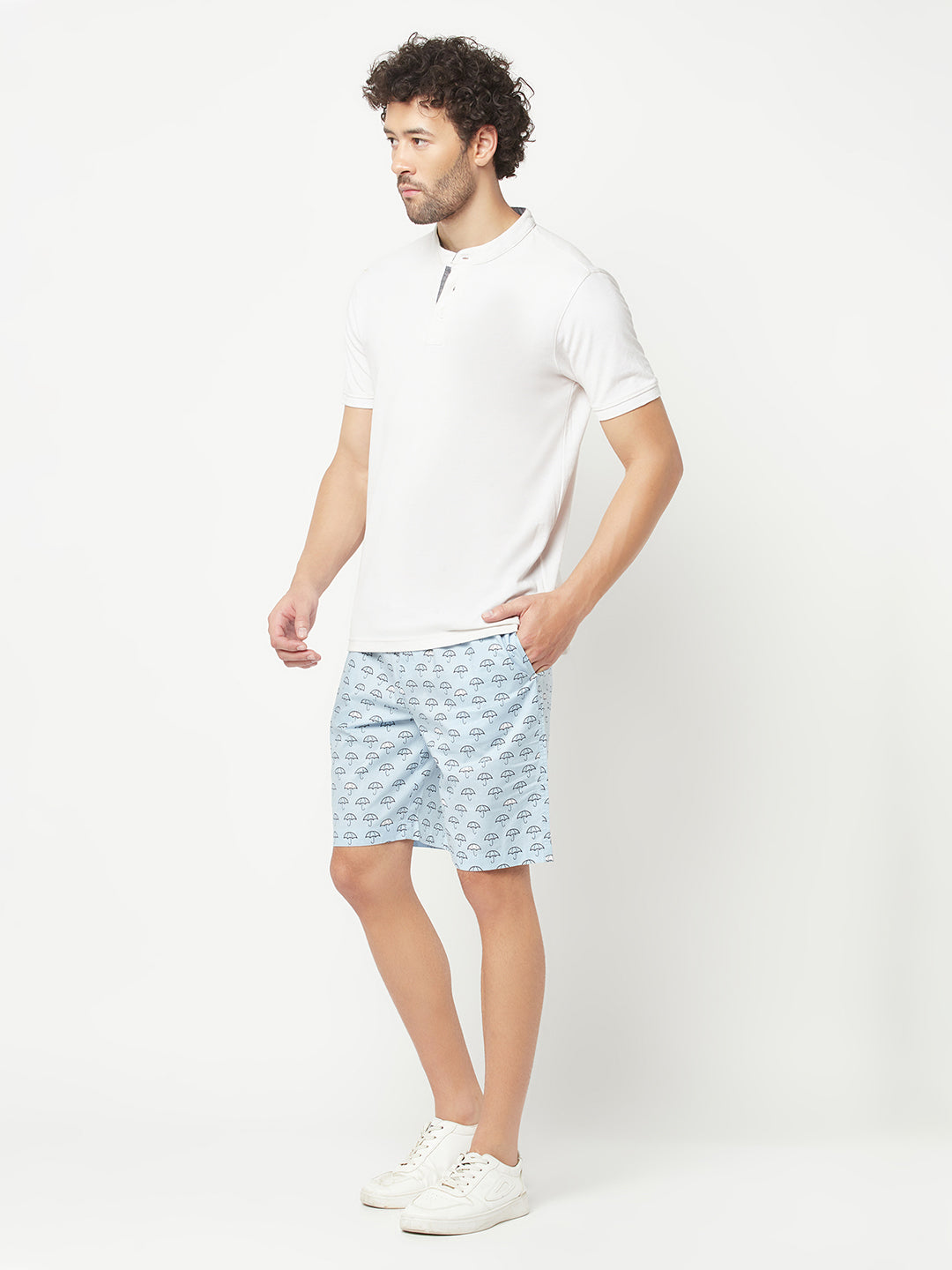 Blue Umbrella Print Lounge Shorts