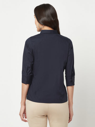 Navy Blue Typography Shirt