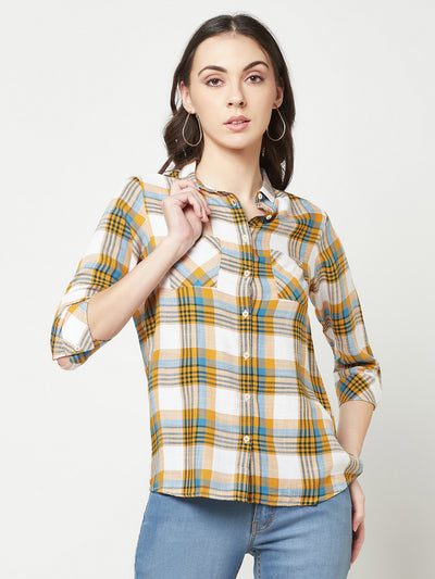  Mustard Checked Twin Pocket Shirt